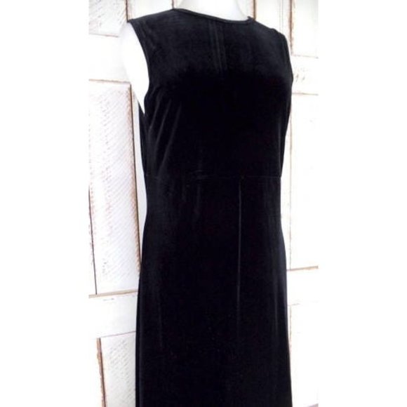 Vintage Jacqueline Ferrar black stretch velour velvet sleeveless maxi dress - Picture 3 of 5